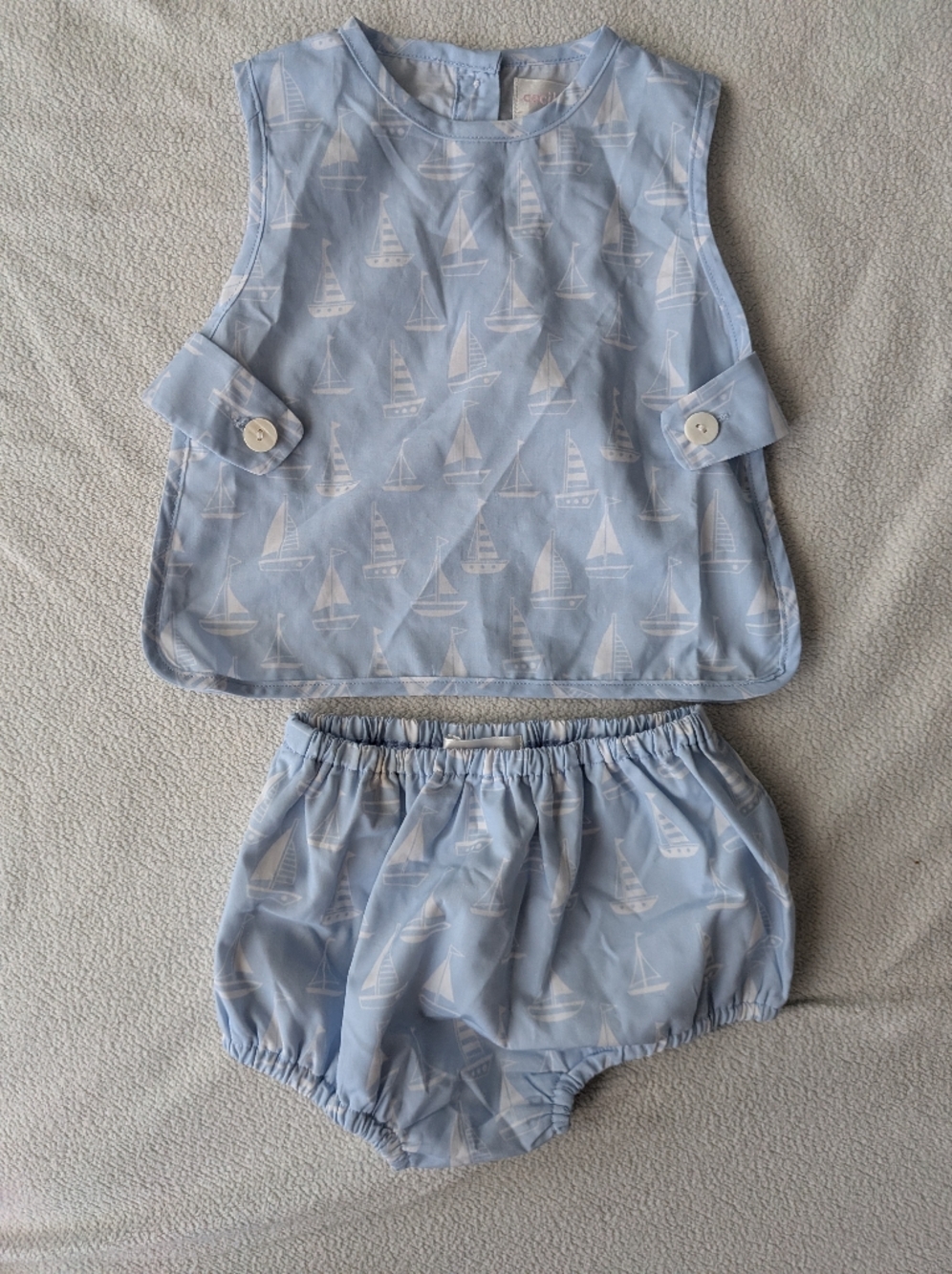Cecil & Lou Light Blue Sailboat Print Water Set 9M